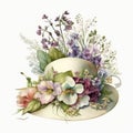 Springtime Style: Easter Hats and Bonnets with Floral Accents AI Generated
