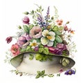 Fashionable Easter: Hats and Bonnets with Fresh Spring Flowers AI Generated