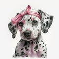 Dalmatian Delight: Cute Puppy with Headband Bandana AI Generated