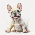 A Splash of Color: French Bulldog Puppy in Watercolor AI Generated