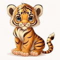 Tiger-iffic, The Cutest Baby Tiger in Cartoon Style - Generative AI