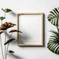 Modern Minimalist Wooden Picture Frame Mockup: Perfect for Displaying Artwork and Photos AI Generated