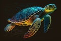 A Colorful Dive into the Ocean with Vibrant Sea Turtles - Generative AI