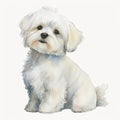 Cute Maltese Puppy in Watercolor: A Lovable Addition to Your Designs AI Generated