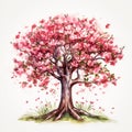 The Art of Nature: A Watercolor Painting of a Delicate Dogwood Tree AI Generated