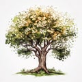 Ethereal Charm: A Watercolor Painting of a Dogwood Tree in Soft Hues AI Generated