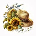 Bring on the Sunshine with a Vibrant Sunflower Straw Hat and Fruits AI Generated Royalty Free Stock Photo