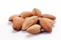 stock photo of fresh almonds on a pristine white background