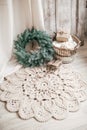 Hand knotted carpet with Christmas decorations