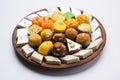 Indian sweets for diwali festival or wedding, selective focus