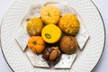 Indian sweets for diwali festival or wedding, selective focus Royalty Free Stock Photo