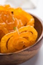 Indian sweet food Jalebi or Jilbi or Imarati