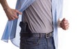 Man drawing concealed carry pistol Royalty Free Stock Photo