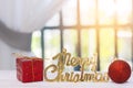 Stock Photo:Merry Christmas and happy new year event on wood Royalty Free Stock Photo