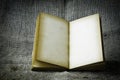 Stock Photo:old book open blank pages, empty yellow paper on da Royalty Free Stock Photo