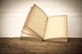 Stock Photo:old book open blank pages, empty yellow paper Royalty Free Stock Photo