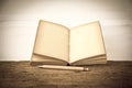 Stock Photo:old book open blank pages, empty yellow paper Royalty Free Stock Photo