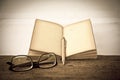 Stock Photo:old book open blank pages, empty yellow paper Royalty Free Stock Photo