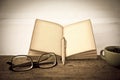 Stock Photo:old book open blank pages, empty yellow paper Royalty Free Stock Photo