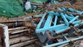 Old steel pile rusty from the demolition of the building.