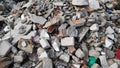 Stock Photo - A pile of bricks from the demolition of buildings.