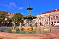 Stock photo Portugal, Lisbon, Rossio square, fountains and statue to Dom Pedro IV Royalty Free Stock Photo