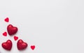 Stock photo of red hearts on a white background with a space for text Royalty Free Stock Photo