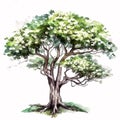 The Beauty of Spring: Watercolor Dogwood Trees in Full Bloom AI Generated