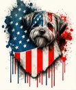 Tiny and Distressed Yorkshire Terrier in American Flag Design - Generative Ai