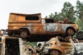 Shot and burned cars during the war in Ukraine