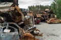 Shot and burned cars during the war in Ukraine