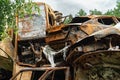 Shot and burned cars during the war in Ukraine