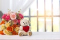 Stock Photo:Toy bear sitting next to the window with Faked flow