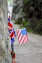 Stock Photo - United States flag embroidered on Hellfire Pass in