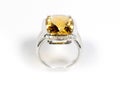 Stock photo: Yellow sapphire white gold ring