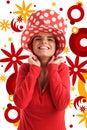 Stock photo of a young pretty woman with red hat