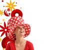 Stock photo of a young pretty woman with red hat