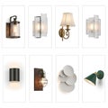 Collection of Diverse Wall Sconce Lighting Fixtures Royalty Free Stock Photo