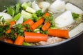 Stock pot with cut vegetables for soup Royalty Free Stock Photo