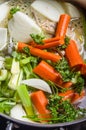 Stock pot with cut vegetables for soup Royalty Free Stock Photo