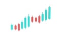 Stock price candlesticks on a white background. Charts, analysis,trading, markets, investments,profit.The price chart is up.The