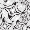 Stock seamless doodle black and white floral pattern. Royalty Free Stock Photo
