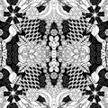 Stock seamless doodle floral pattern. black and white Royalty Free Stock Photo