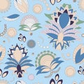 Stock seamless doodle floral pattern. orient. abstract b