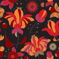 Stock seamless doodle floral pattern. orient. abstract