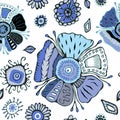 Stock seamless flower, doodle pattern. abstract art Royalty Free Stock Photo