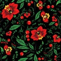 Stock seamless pattern. oriental or russian red flower Royalty Free Stock Photo