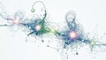Abstract Network of Glowing Nodes and Interconnected Lines on White Background Keywords: abstract, network Royalty Free Stock Photo