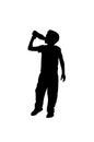 Silhouette of a Boy drinks water