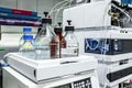 Stock solutions for a purpose of liquid chromatography analysis, bottles are connected directly to the LC machine